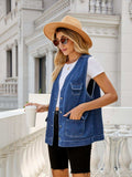 Button Down Denim Vest - Trendsi - Flyclothing LLC