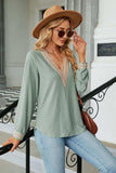 V-Neck Long Sleeve Blouse - Trendsi - Flyclothing LLC