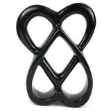 Handcrafted 8-inch Soapstone Connected Hearts Sculpture in Black - Smolart - Smolart - Flyclothing LLC