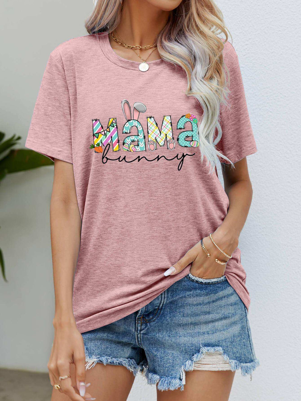 MAMA BUNNY Easter Graphic Tee - Trendsi - Flyclothing LLC