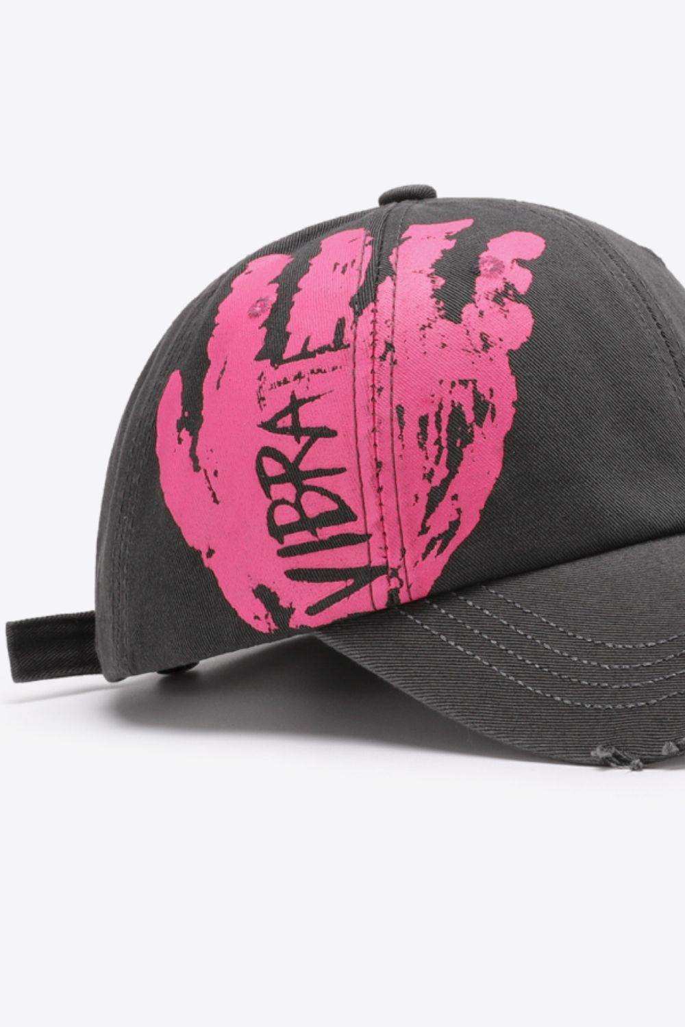 VIBRA Graphic Distressed Adjustable Baseball Cap - Trendsi - Flyclothing LLC