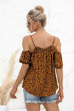 Printed Cold-Shoulder Frill Trim Blouse - Trendsi - Flyclothing LLC