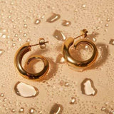 18K Gold-Plated Stainless Steel Earrings - Trendsi - Flyclothing LLC