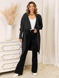 Long Sleeve Open Front Longline Cardigan - Trendsi - Flyclothing LLC