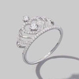 Crown Shape Zircon 925 Sterling Silver Ring - Trendsi - Flyclothing LLC