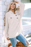 Collared Neck Half Button Long Sleeve Blouse - Trendsi - Flyclothing LLC