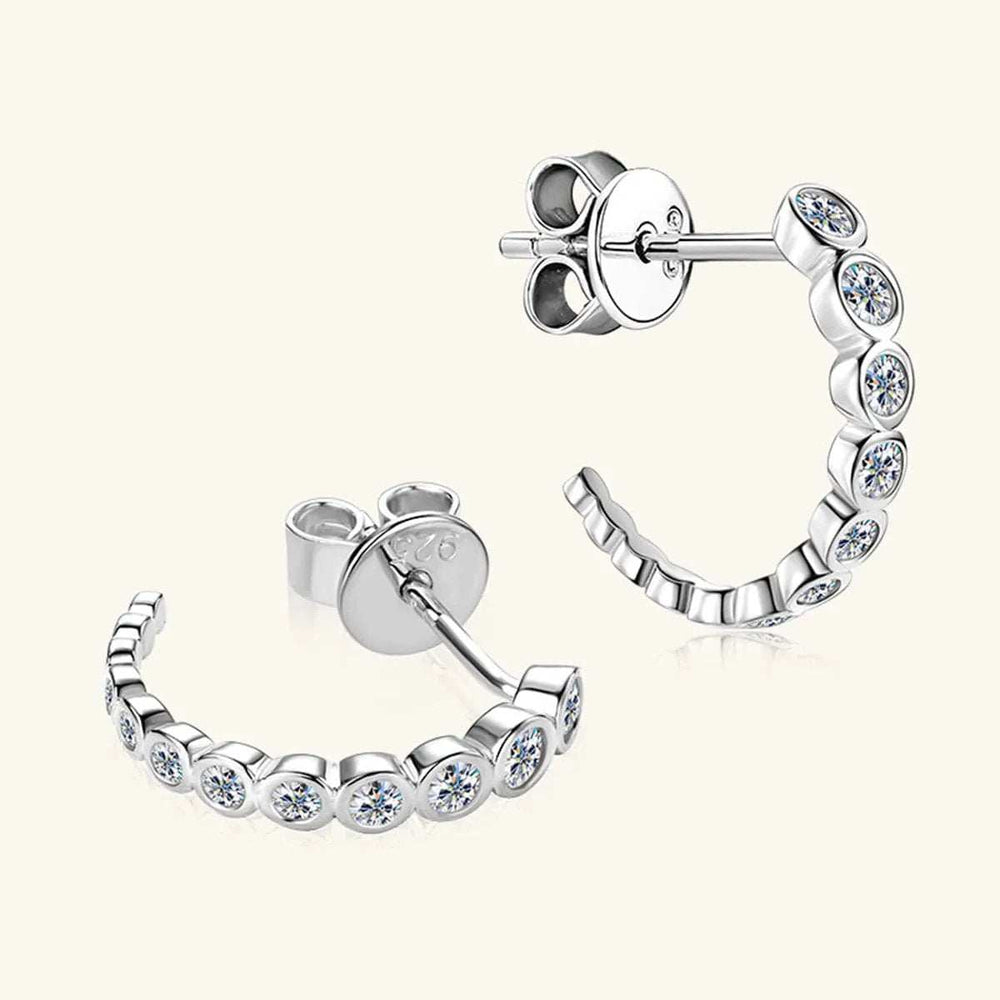Inlaid Moissanite 925 Sterling Silver C-Hoop Earrings - Trendsi - Flyclothing LLC