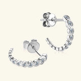 Inlaid Moissanite 925 Sterling Silver C-Hoop Earrings - Trendsi - Flyclothing LLC