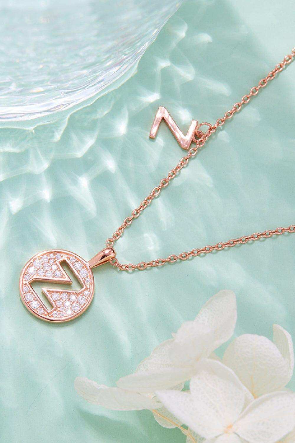 Moissanite U to Z Pendant Necklace - Trendsi - Flyclothing LLC