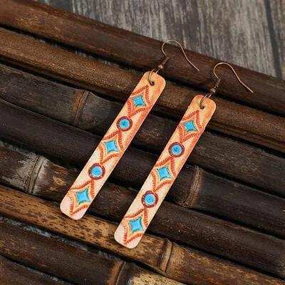 Geometric Leather Bar Earrings - Trendsi - Flyclothing LLC
