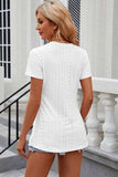 Eyelet Slit Round Neck Short Sleeve T-Shirt - Trendsi - Flyclothing LLC