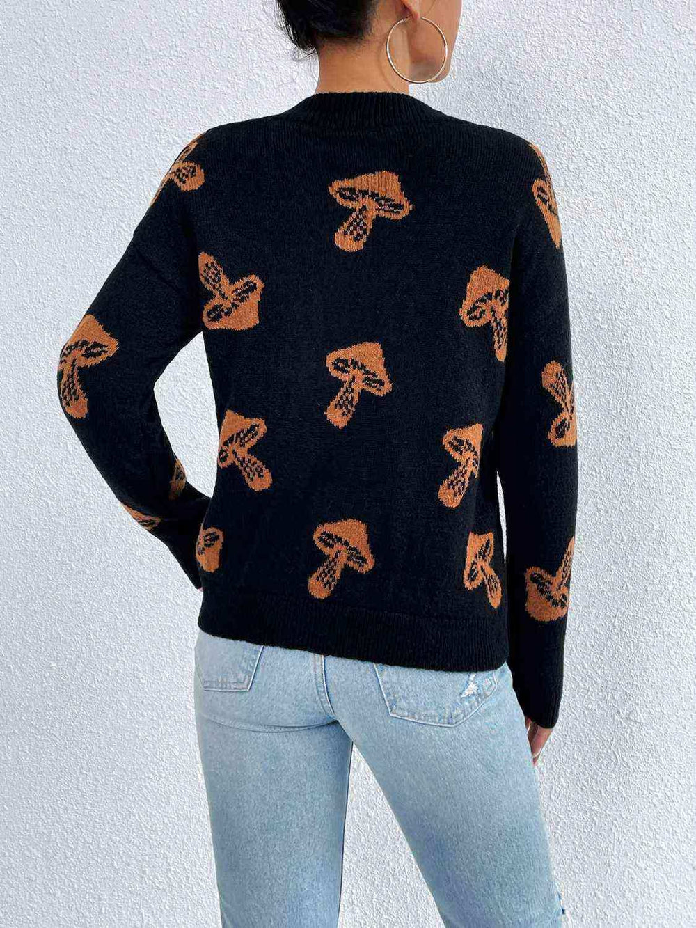 Patterned Drop Shoulder Sweater - Trendsi - Flyclothing LLC