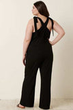 Mittoshop Rib Knit V-Neck Cross Back Jumpsuit - Trendsi - Flyclothing LLC
