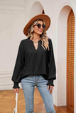 Notched Neck Flounce Sleeve Blouse - Trendsi - Flyclothing LLC