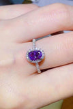 925 Sterling Silver 1 Carat Purple Moissanite Ring - Trendsi - Flyclothing LLC