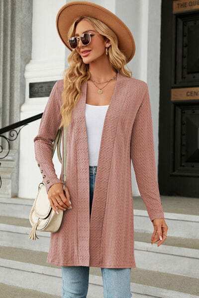Open Front Long Sleeve Cardigan - Trendsi - Flyclothing LLC