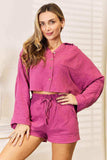 Basic Bae Buttoned Long Sleeve Top and Shorts Set - Trendsi - Flyclothing LLC