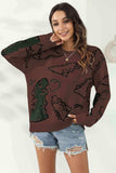 Dinosaur Print Pullover Sweater - Trendsi - Flyclothing LLC