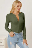 Zip Up Long Sleeve Bodysuit - Trendsi - Flyclothing LLC