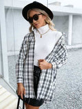 Plaid Pocketed Button Up Dropped Shoulder Jacket - Trendsi - Flyclothing LLC