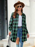 Plaid Button Up Dropped Shoulder Shirt - Trendsi - Flyclothing LLC