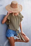 Flutter Sleeve Tie-Front Blouse - Trendsi - Flyclothing LLC