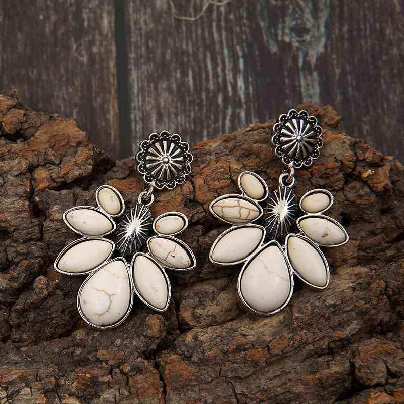 Artificial Turquoise Flower Earrings - Trendsi - Flyclothing LLC