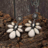 Artificial Turquoise Flower Earrings - Trendsi - Flyclothing LLC