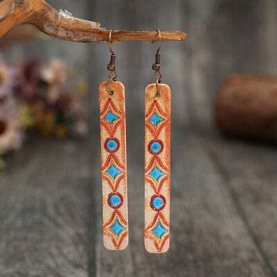 Geometric Leather Bar Earrings - Trendsi - Flyclothing LLC