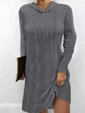 Drawstring Hooded Sweater Dress - Trendsi - Flyclothing LLC
