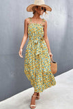 Floral Tie-Shoulder Belted Dress - Trendsi - Flyclothing LLC