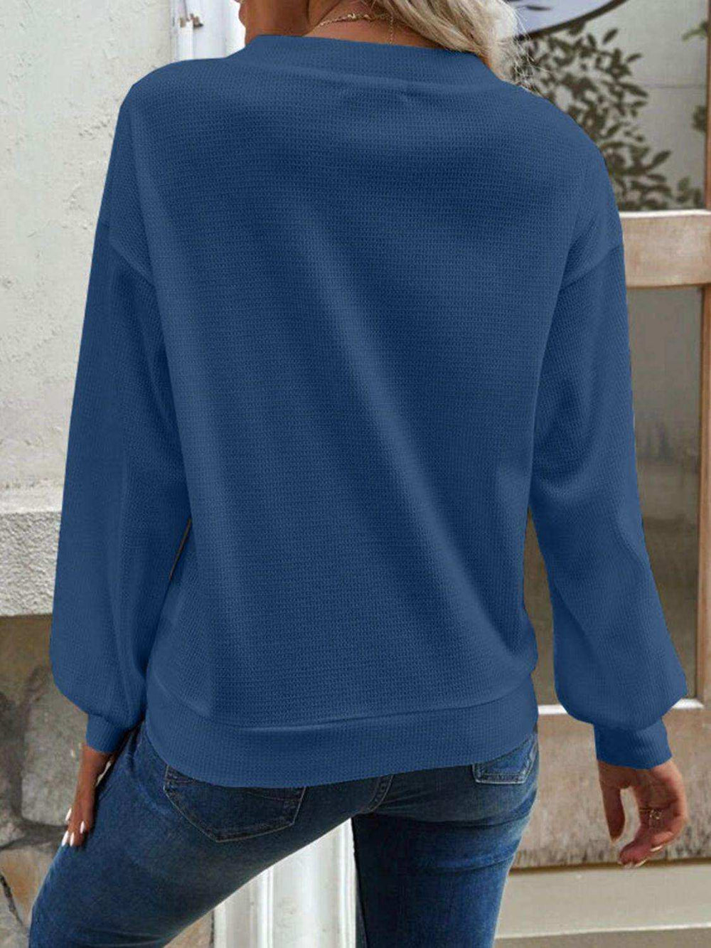 V-Neck Dropped Shoulder Blouse - Trendsi - Flyclothing LLC