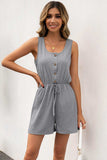 Buttoned Round Neck Sleeveless Romper - Trendsi - Flyclothing LLC