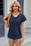 V-Neck Flutter Sleeve T-Shirt - Trendsi - Flyclothing LLC