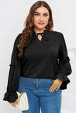 Plus Size Ruffled Tie Neck Flounce Sleeve Blouse - Trendsi - Flyclothing LLC