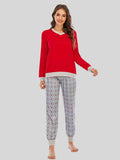 Long Sleeve Top and Polka Dot Pants Set - Trendsi - Flyclothing LLC