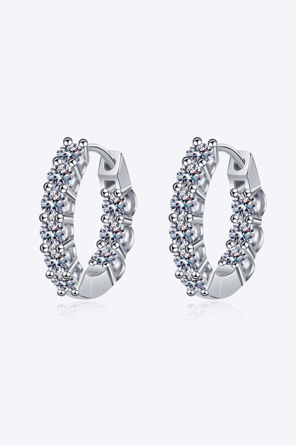 1.8 Carat Moissanite Hoop Earrings - Trendsi - Flyclothing LLC