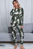 Tie-Dye Crewneck Top and Drawstring Waist Joggers Lounge Set - Trendsi - Flyclothing LLC