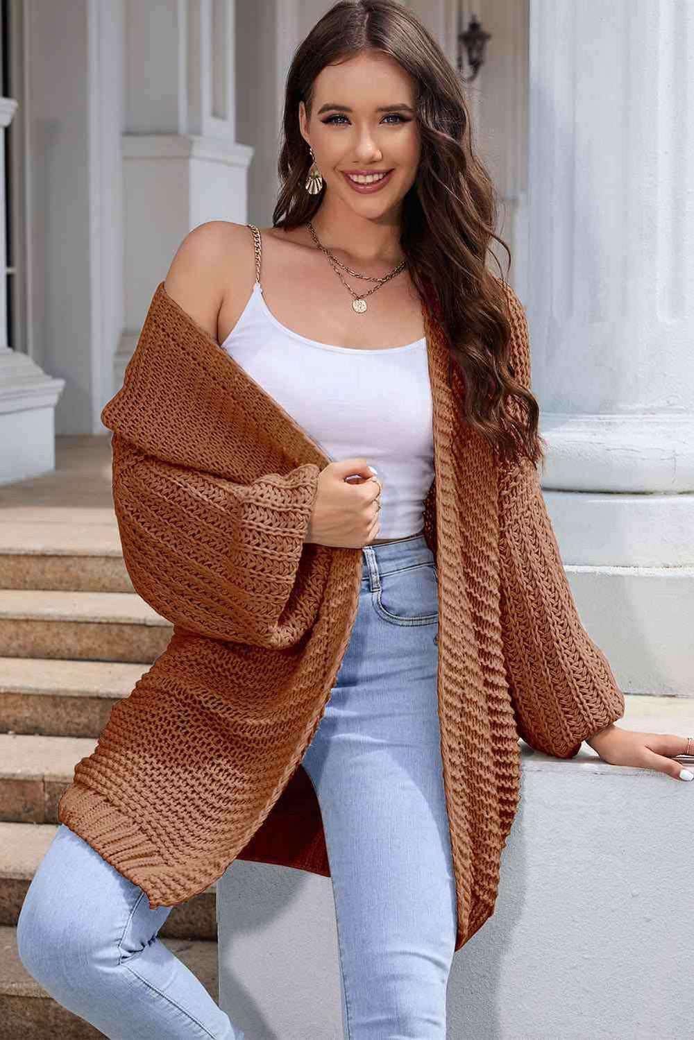 Open Front Longline Cardigan - Trendsi - Flyclothing LLC