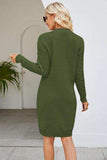 Cable-Knit Long Sleeve Sweater Dress - Trendsi - Flyclothing LLC
