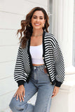 Button-Down Stripe & Plaid Contrast Pattern Cardigan - Trendsi - Flyclothing LLC