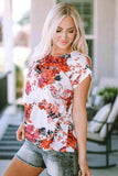 Floral Round Neck Short Sleeve Top - Trendsi - Flyclothing LLC