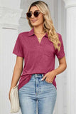 Johnny Collar Short Sleeve Blouse - Trendsi - Flyclothing LLC