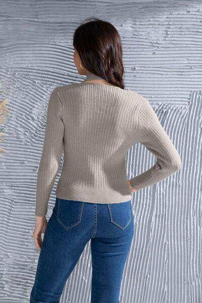 Halter Neck Long Sleeve Sweater - Trendsi - Flyclothing LLC