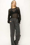 HYFVE Openwork Ribbed Long Sleeve Knit Top - Trendsi - Flyclothing LLC
