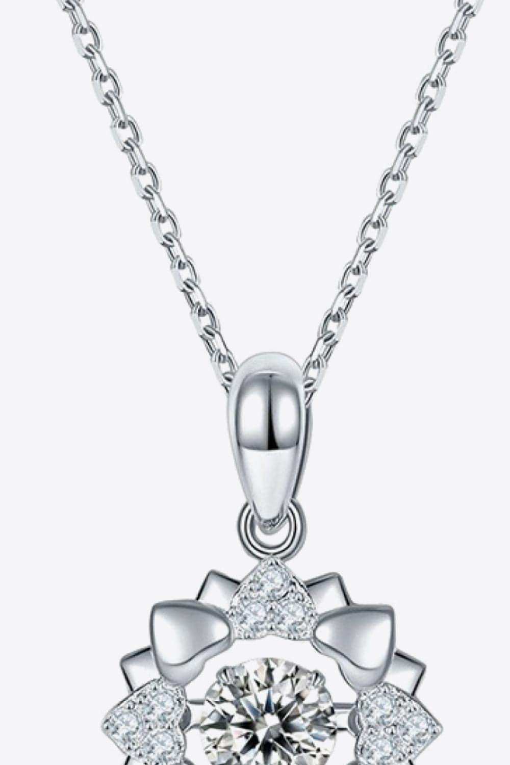 Moissanite Flower Shape Pendant Necklace - Trendsi - Flyclothing LLC