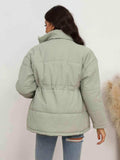 Drawstring Waist Zip-Up Puffer Jacket - Trendsi - Flyclothing LLC