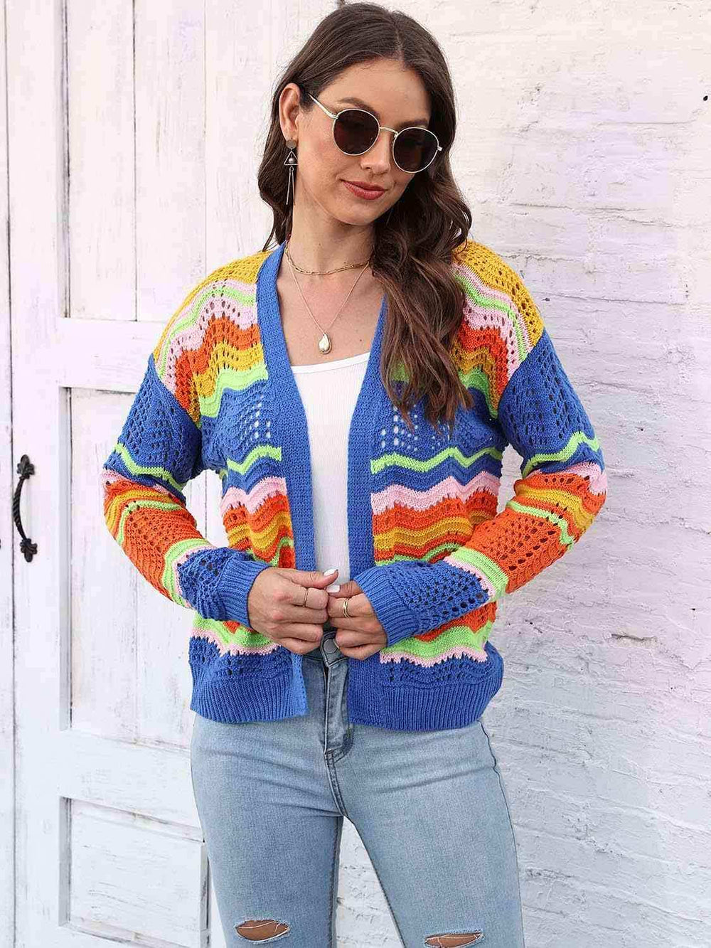 Open Front Openwork Cardigan - Trendsi - Flyclothing LLC