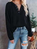 Buttoned Drop Shoulder Top - Trendsi - Flyclothing LLC