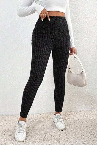 Ribbed High Waist Leggings - Trendsi - Flyclothing LLC